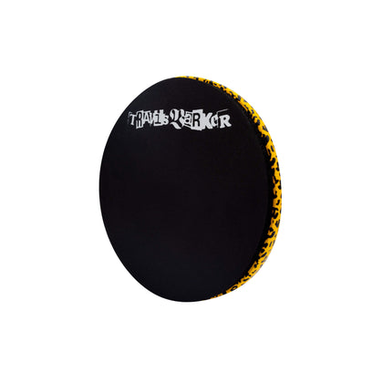 Slight side profile of the 12 Inch Travis Barker Signature Practice Pad