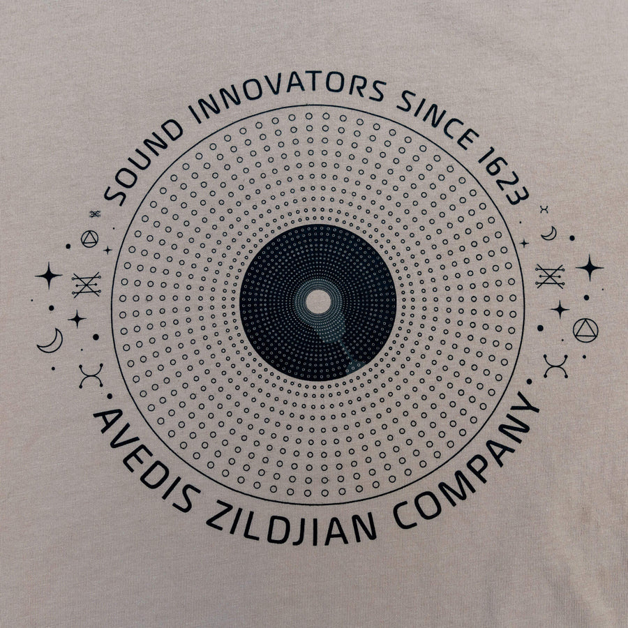 Close up detail of graphic on the Zildjian Limited Edition ALCHEM-E Heavy Tee