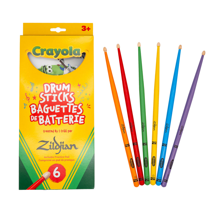 Zildjian x Crayola Pack, 6 Kids Drumsticks & Pad