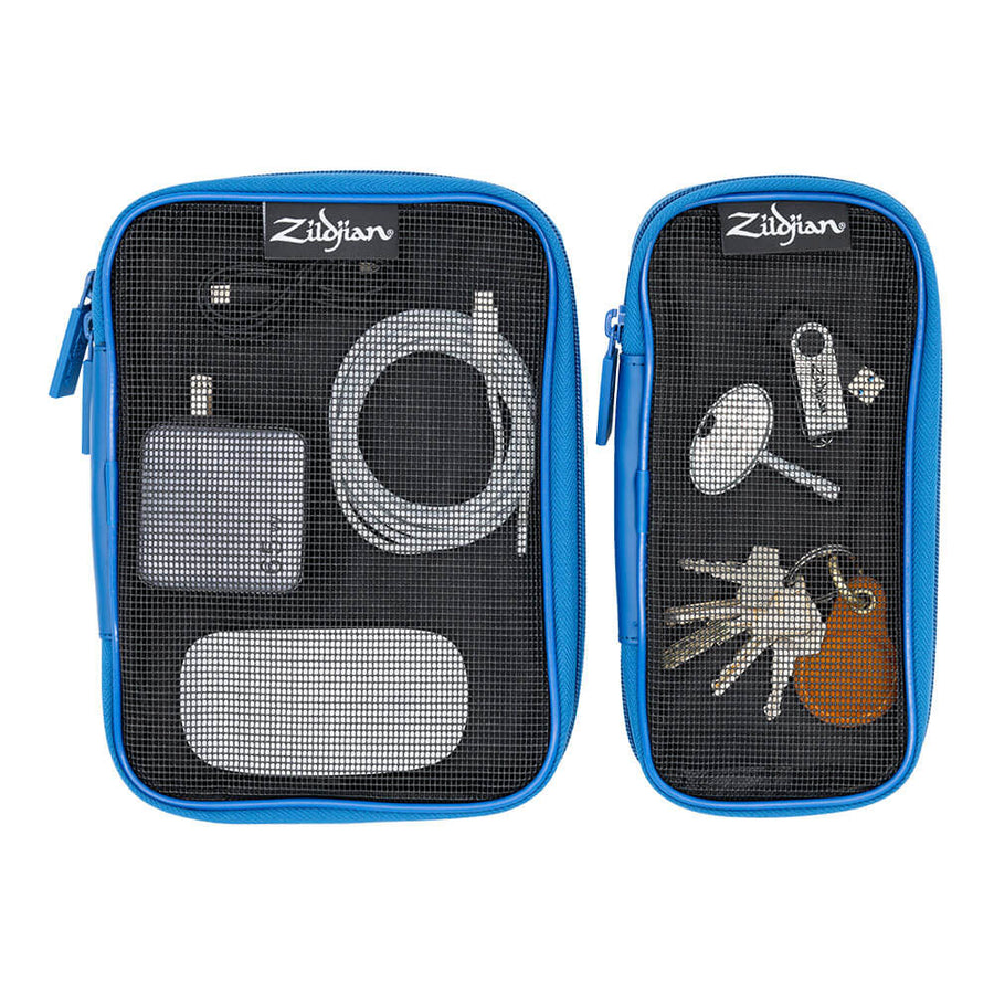 Blue Zildjian Accessory Pouches with contents