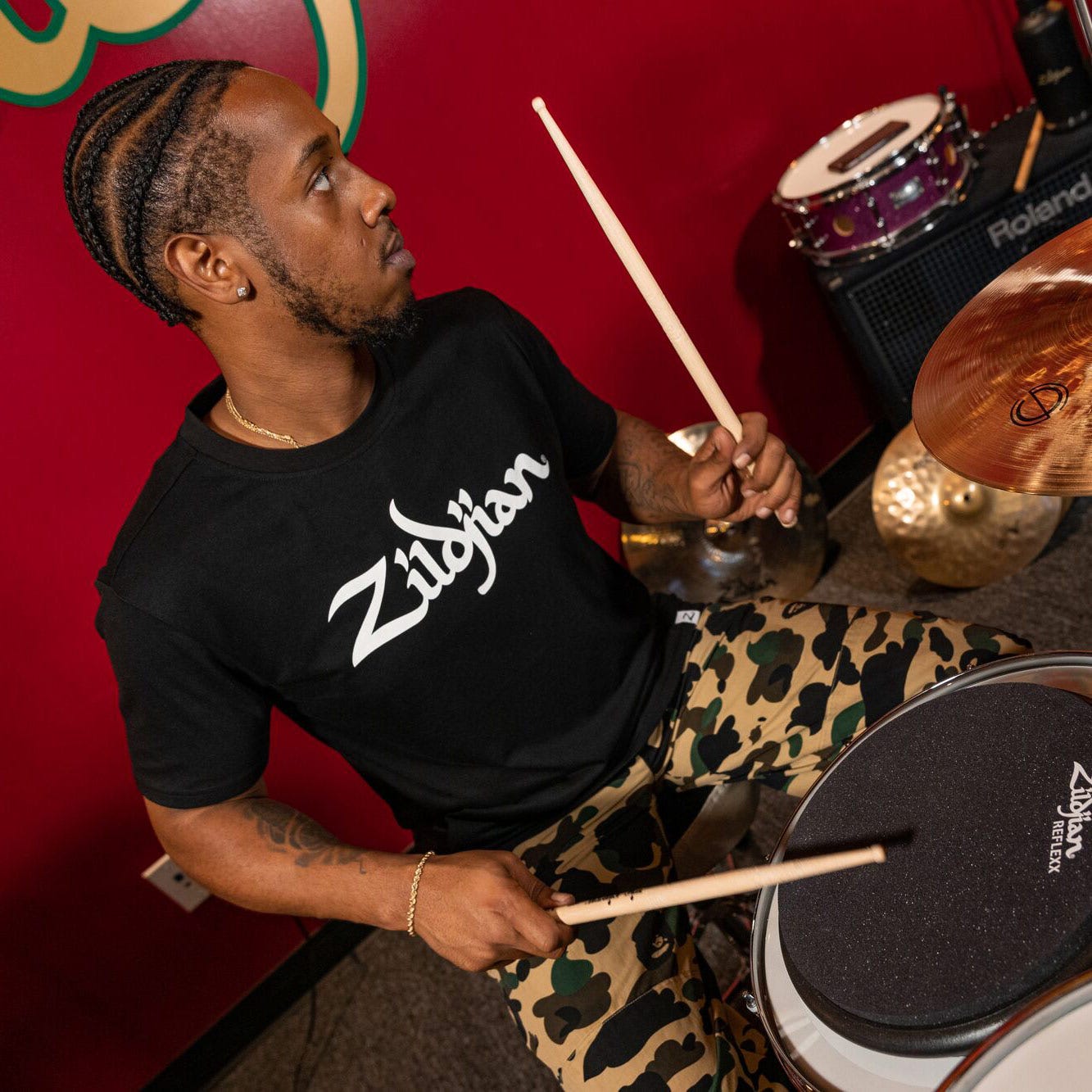 Black Zildjian Lifestyle drumming pose