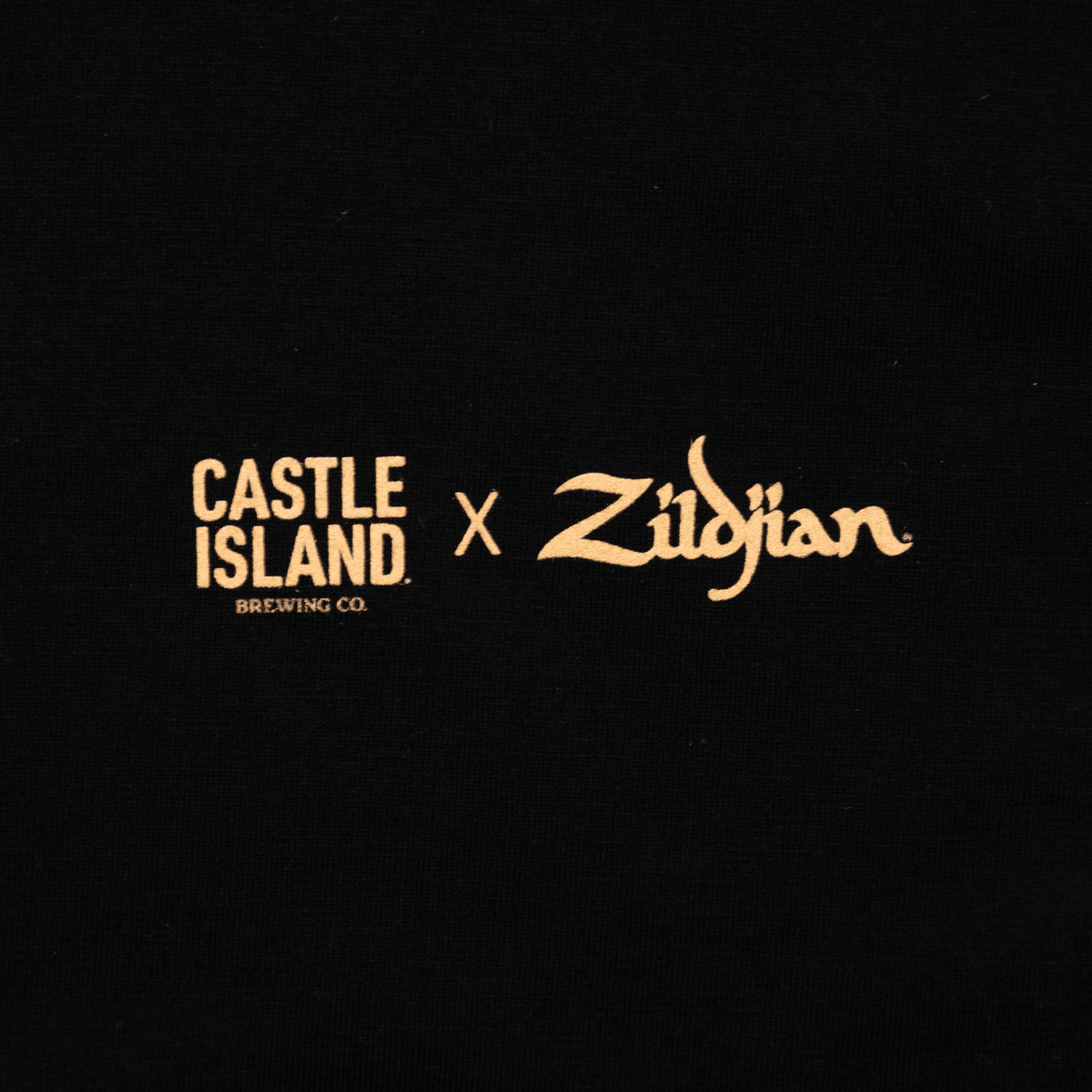 Front decal of Castle Island Brewery / Zildjian Tee