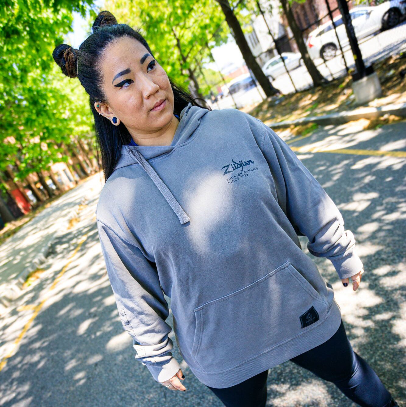 Woman in limited edition cotton hoodie